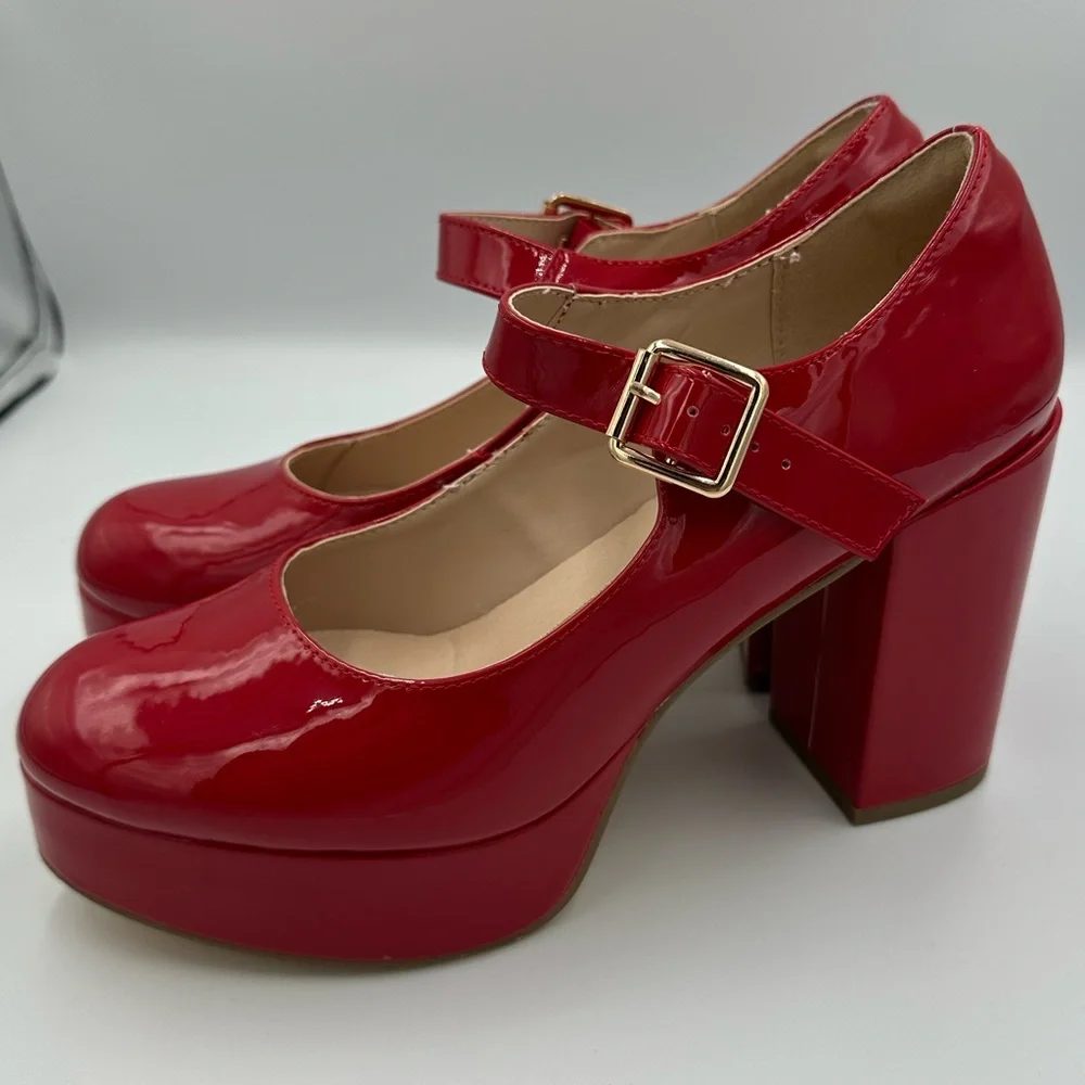 Fireside Red Patent Mary Jane Platform Heels – Size 8.5